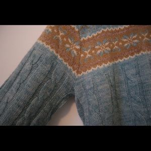 Vintage Fair isle v neck cable knit sweater m/l